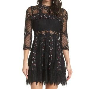 NWT FOXIEDOX Josefine Lace & Clip Dot Dress